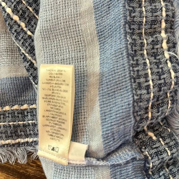 Anthropologie Cloth & Stone Striped Button Down Blouse Light Blue XS - Picture 9 of 11